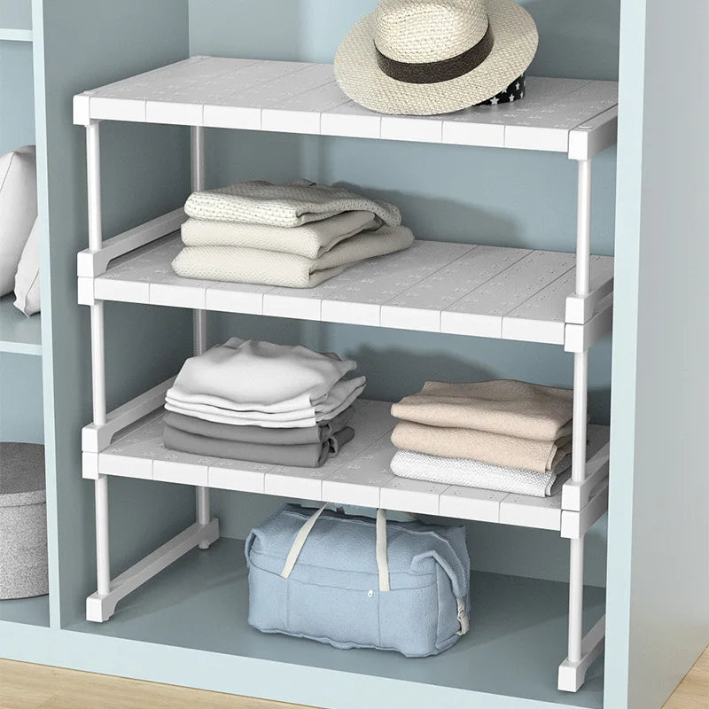 Stackable Shelves Closet Wardrobe Partition Cabinet Organizers