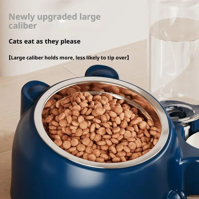 Pet Bowl 2-in-1 Auto Water Feeder, Tilted Elevated Cat Dog Bowl For