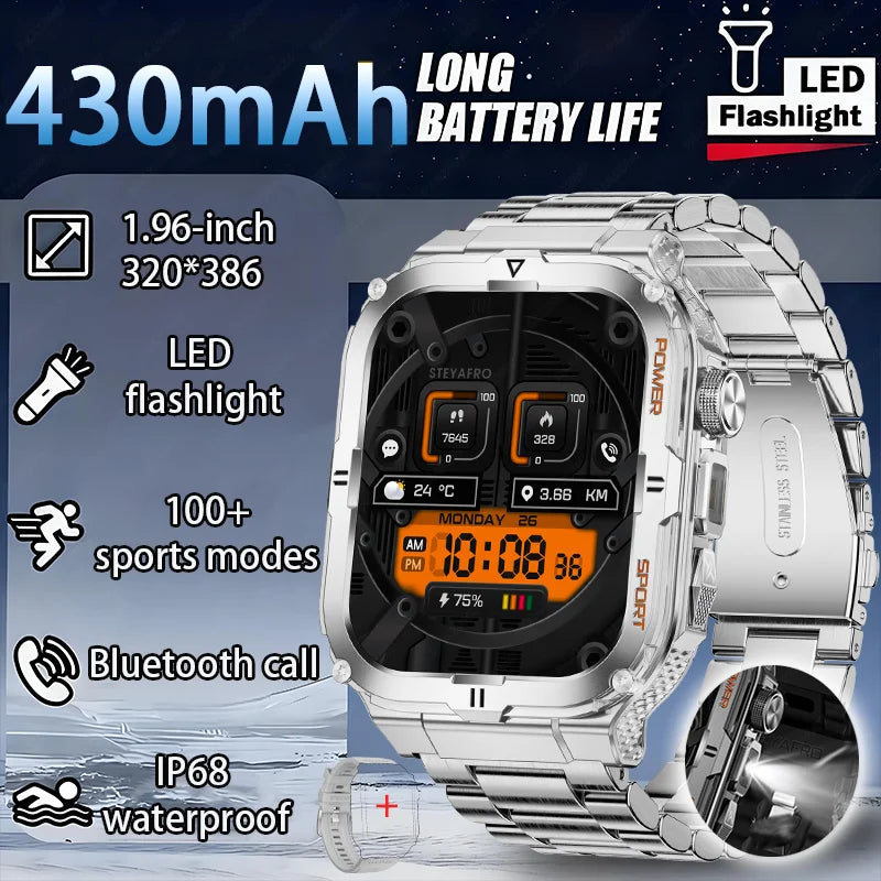 Men's Outdoor Fitness Smart Watch with Flashlight Multi-Functional