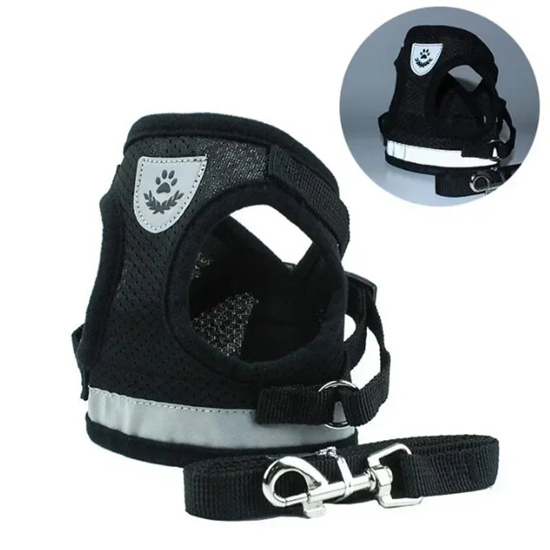Vest Harness Leash Adjustable Mesh Vest Dog Harness Collar Chest