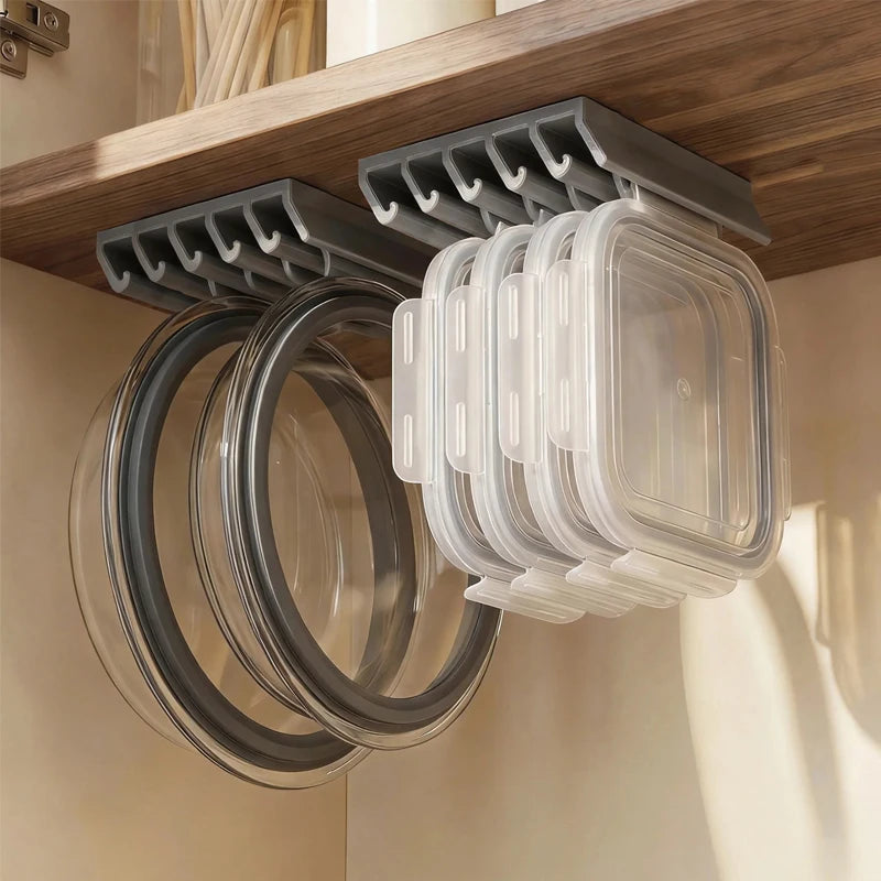 Kitchen Food Container Lid Holder Cabinet Space Saving Organizer Rack