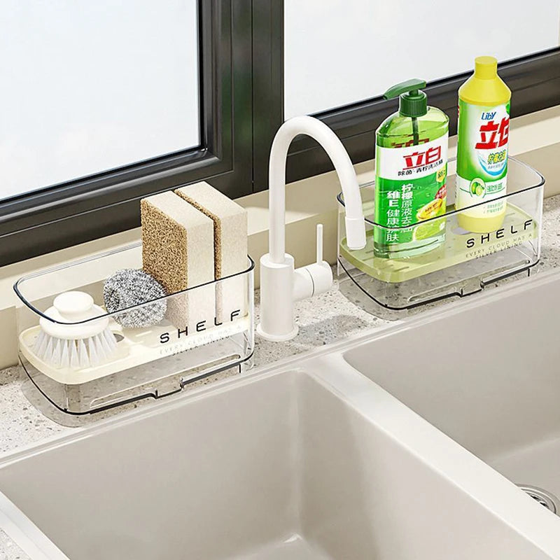 Kitchen Sink Organizer Drain Rack Self-draining Shelf Sponge Holder