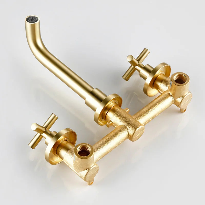 Smesiteli Modern Rose Gold Basin Faucet Double Handle Brass Surface