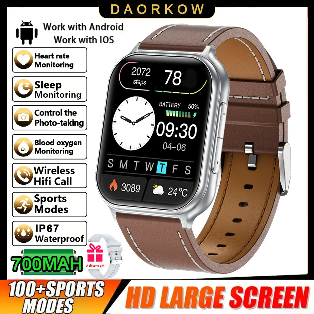 2026 New Sports Smartwatch 700mAh Battery Fitness Tracker 3ATM Waterproof Heart Rate Bluetooth Call Smartwatch Men's and Women's