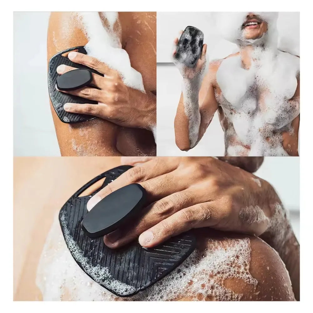 Exfoliating Silicone Brush Cleanser No Slip Handle Body Scrubber