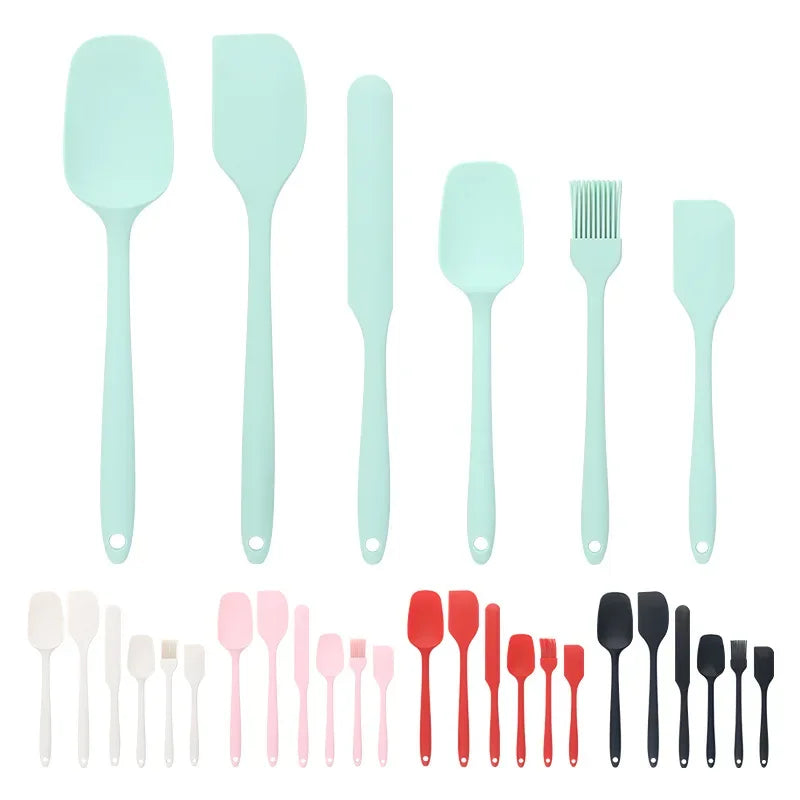 6pc Silicone Spatula set for baking-cake frosting kit with brush