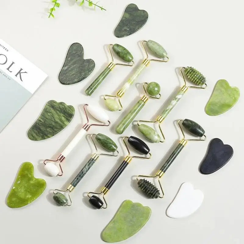 Natural Jade Roller & Gua Sha Set