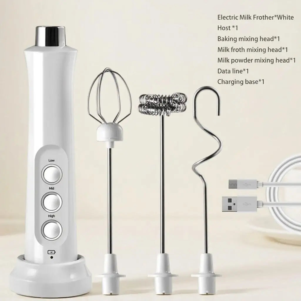 USB Rechargeable Electric Milk Frother Mini Handheld Foam Maker 3