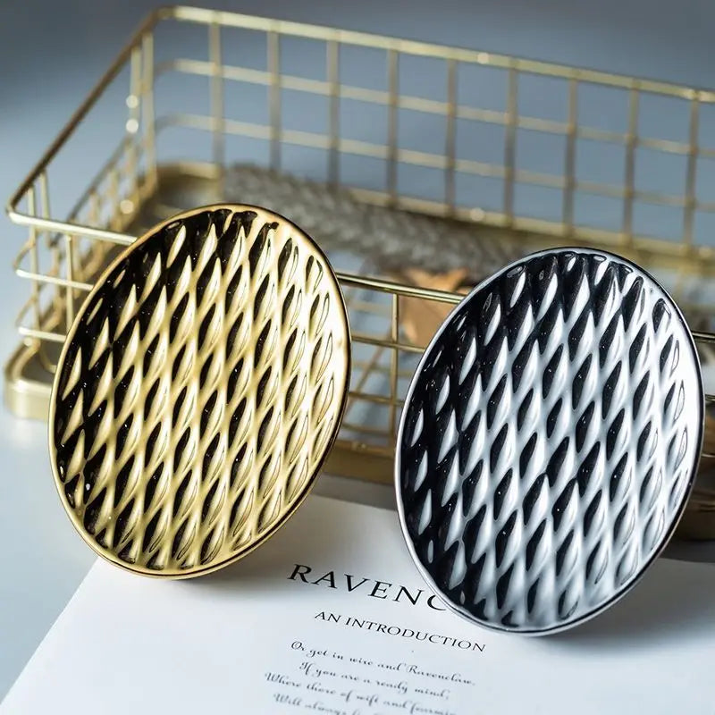 Electroplated Gold Silver Ceramic Soap Dish Bathroom Accessories
