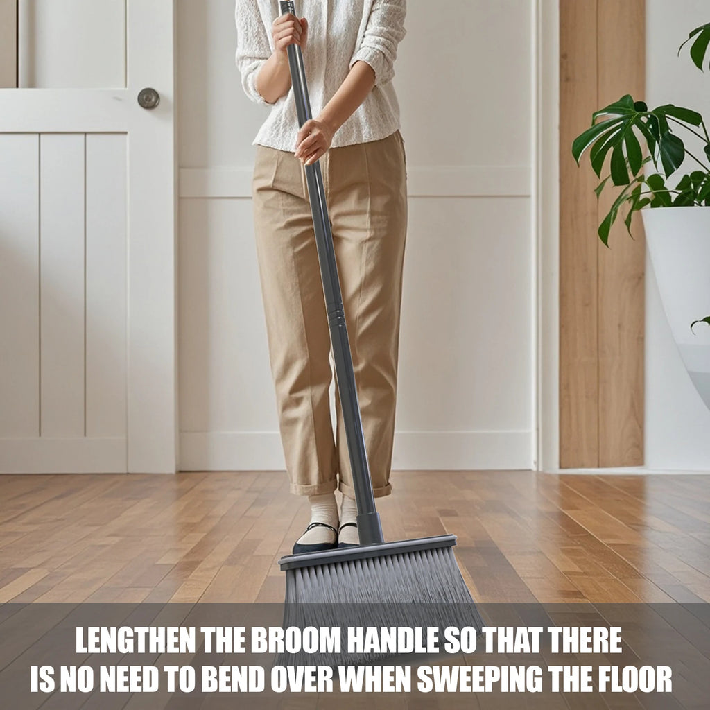 Household Broom and Dustpan Set - Combination Sweeping Tool with Long