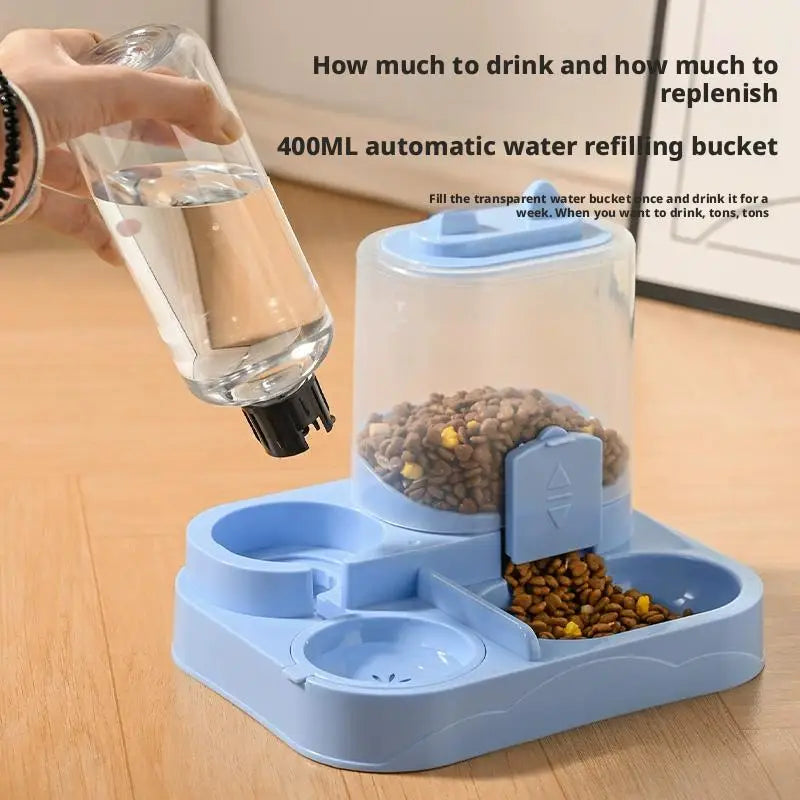 Pet Feeder Dual Food Bowl All-in-One Automatic Food Water Dispenser