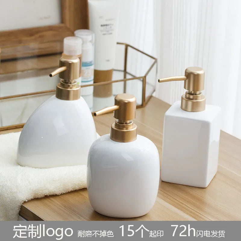 White Ceramic Soap Dispenser Hotel Bathroom Lotion Bottle Shampoo