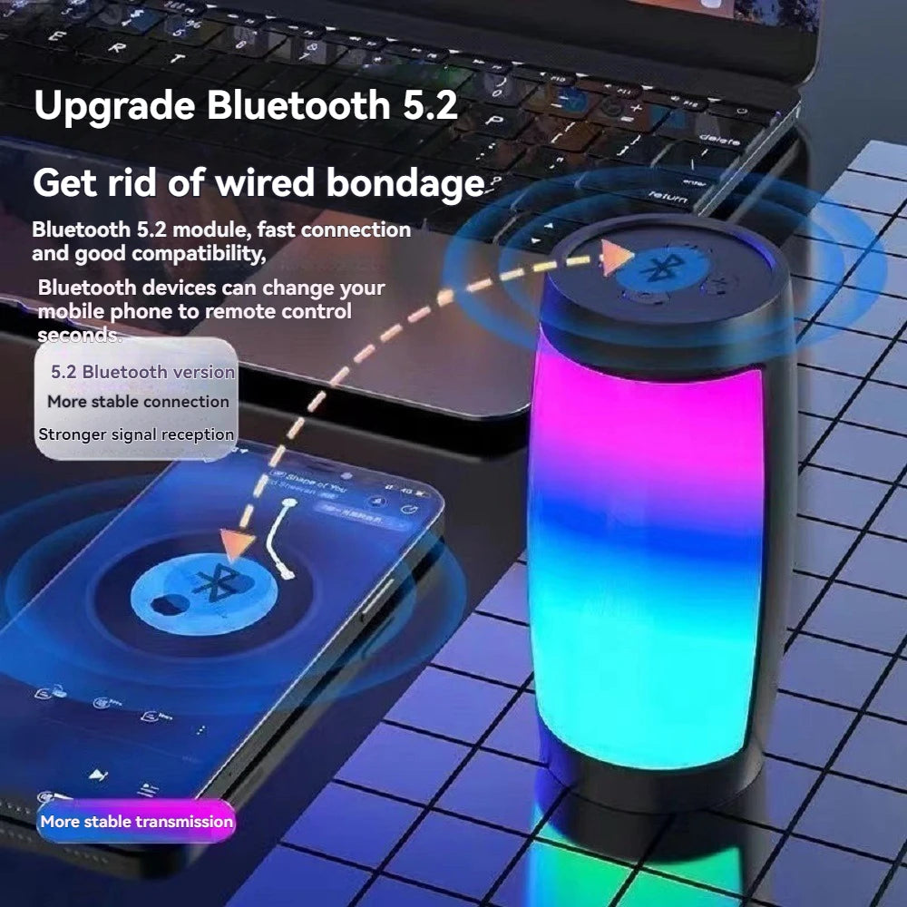 Mini Portable Wireless Bluetooth Speaker 1500MAH RGB LED Light