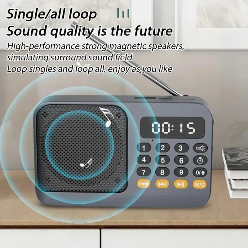Portable FM Radio Portable Bluetooth Speaker with LED Light support