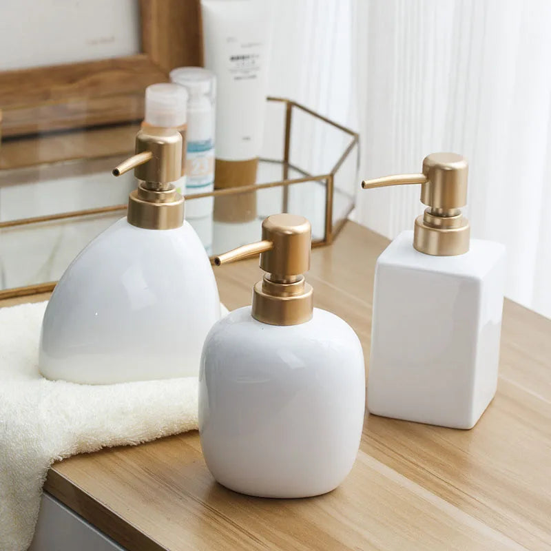 White Ceramic Soap Dispenser Hotel Bathroom Lotion Bottle Shampoo