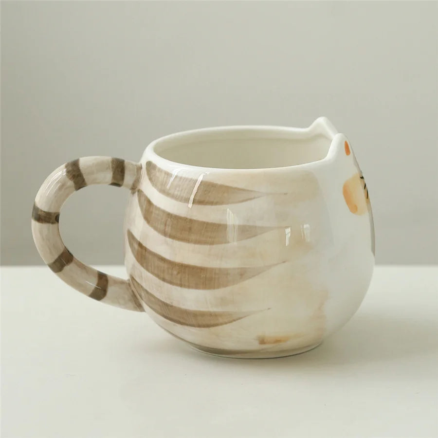 1pc cute ceramic cup, cat shaped mug, 380ml/13oz milk, coffee, and