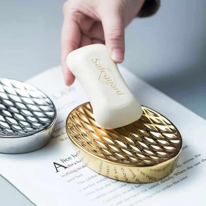 Electroplated Gold Silver Ceramic Soap Dish Bathroom Accessories