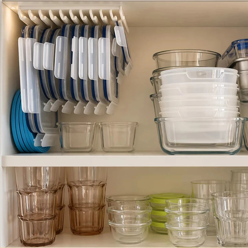 Kitchen Food Container Lid Holder Cabinet Space Saving Organizer Rack