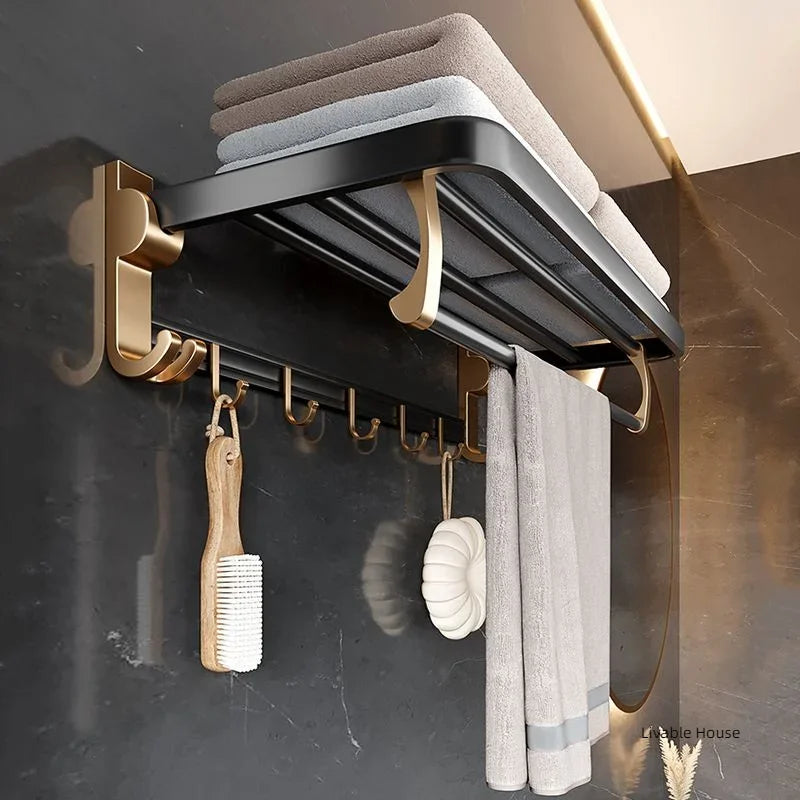 gold Bathroom Shelf Hook Toilet Paper Holder Toilet Brush Towel