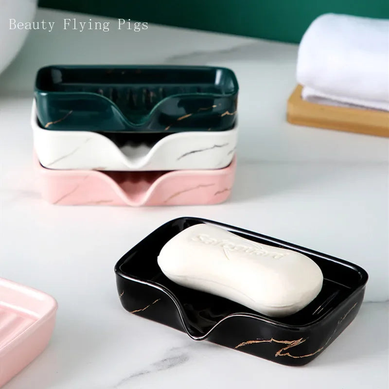 1Pc European Style Soap Dish Ceramic Soap Holder Restroom Storage Tray Home Drain Soap Dishes Exquisite Bathroom Accessories