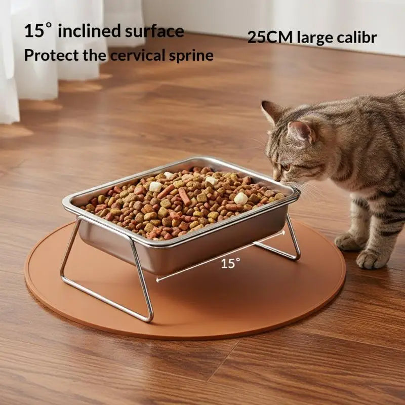 Pet Bowl Large Capacity 15 Tilt Neck Guarded Elevated Feeder for Dog