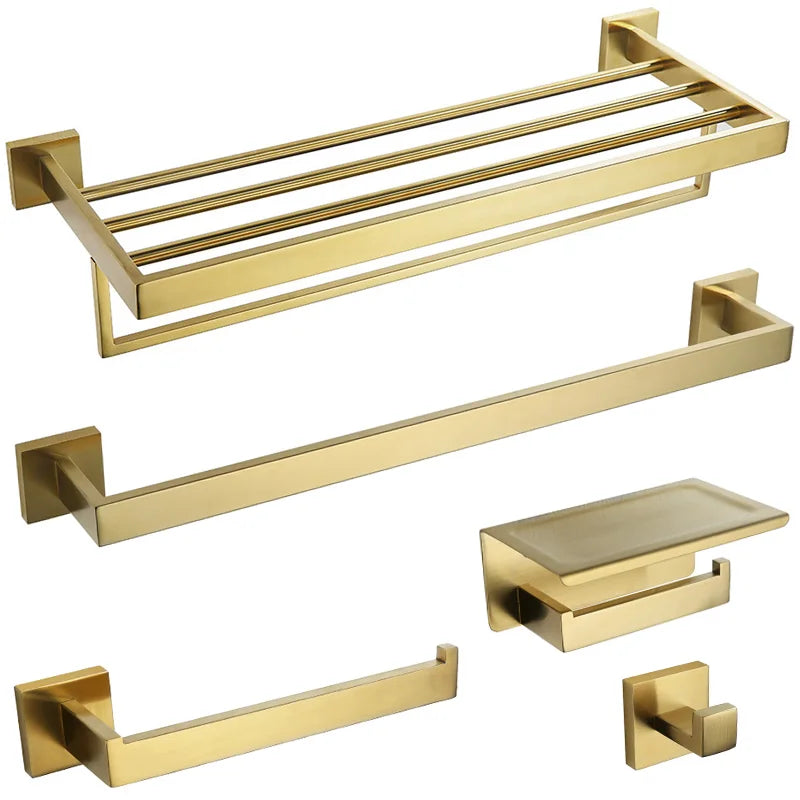 Gold Brushed Bathroom Accessories Hardware Towel Bar Rail Toilet