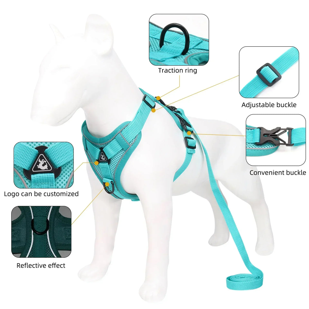 Dog Harness Leash Set For Small Medium Dogs Cat Hiking Adjustable