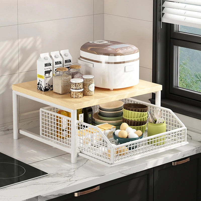 Kitchen Countertop Organizer – Multi-Use Shelf for Microwave, Spices