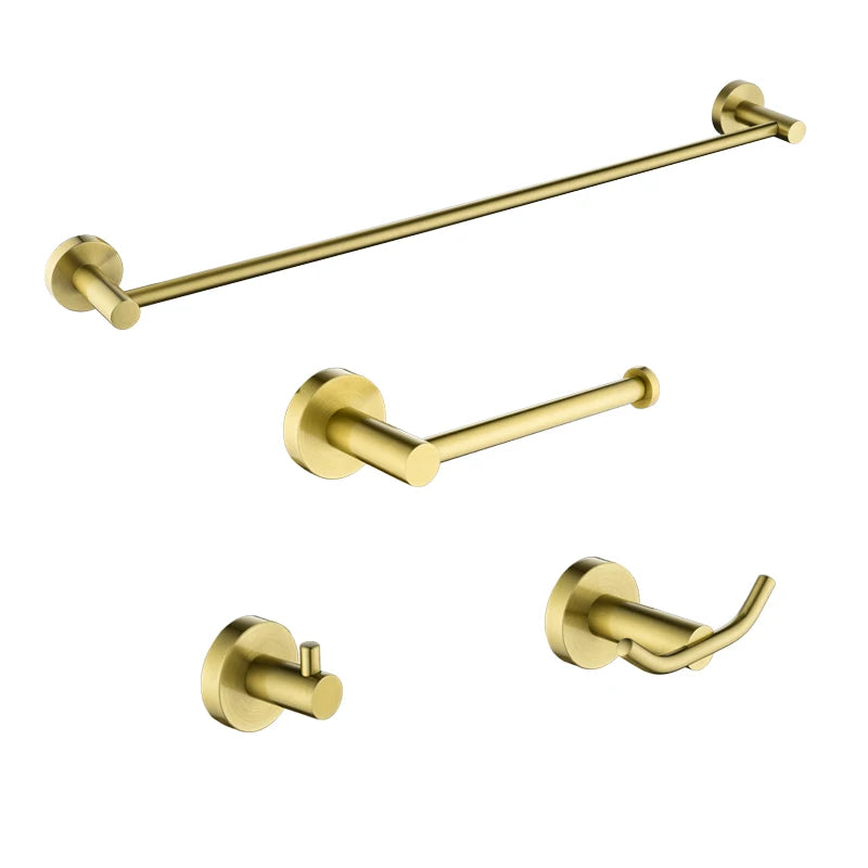 Bathroom Hardware Set Brushed Gold Toilet Brush Holder Robe Hook