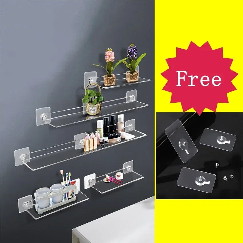 Transparent Acrylic Shelves Wall-mounted Partitions Without Holes
