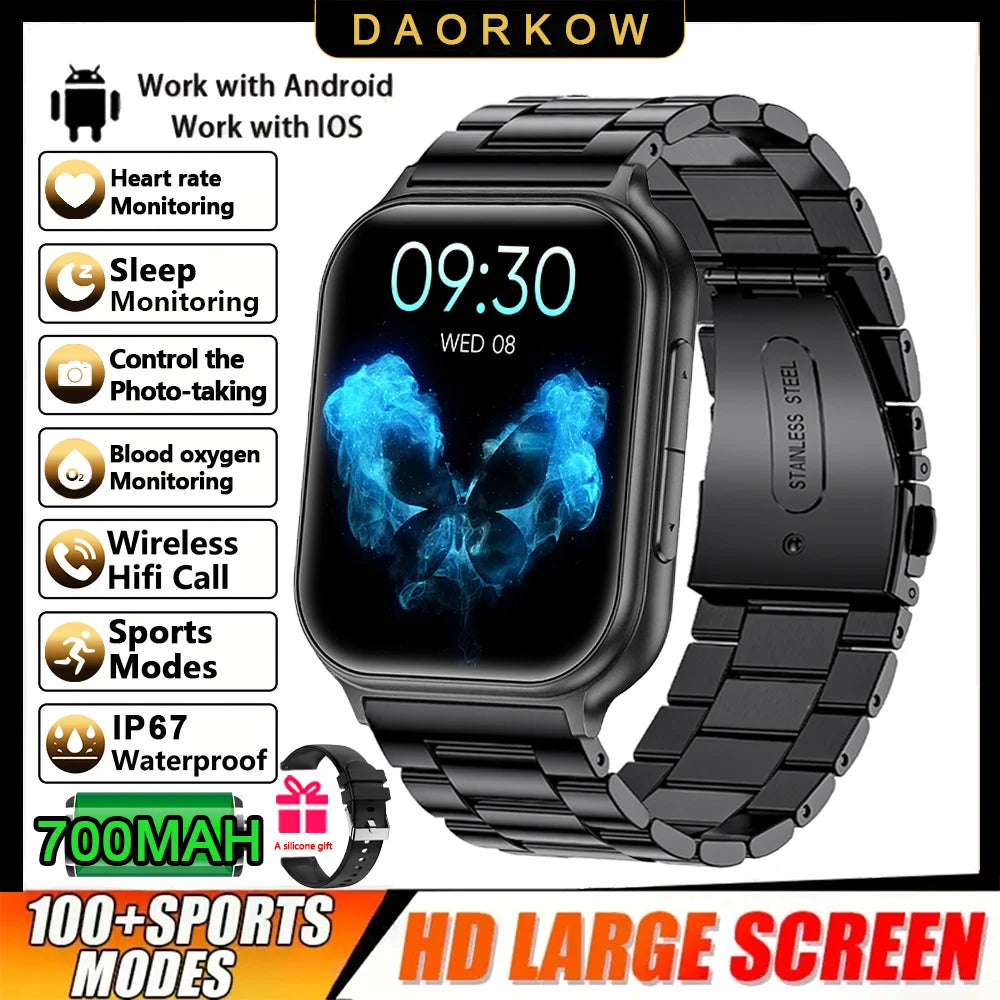 2026 New Sports Smartwatch 700mAh Battery Fitness Tracker 3ATM Waterproof Heart Rate Bluetooth Call Smartwatch Men's and Women's