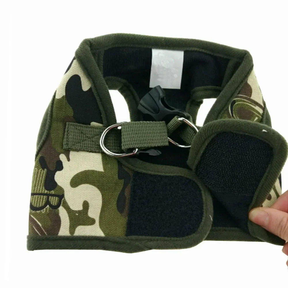Dog Harness Leash Set Cute Army Small Dog Harness Cats Walking Chest