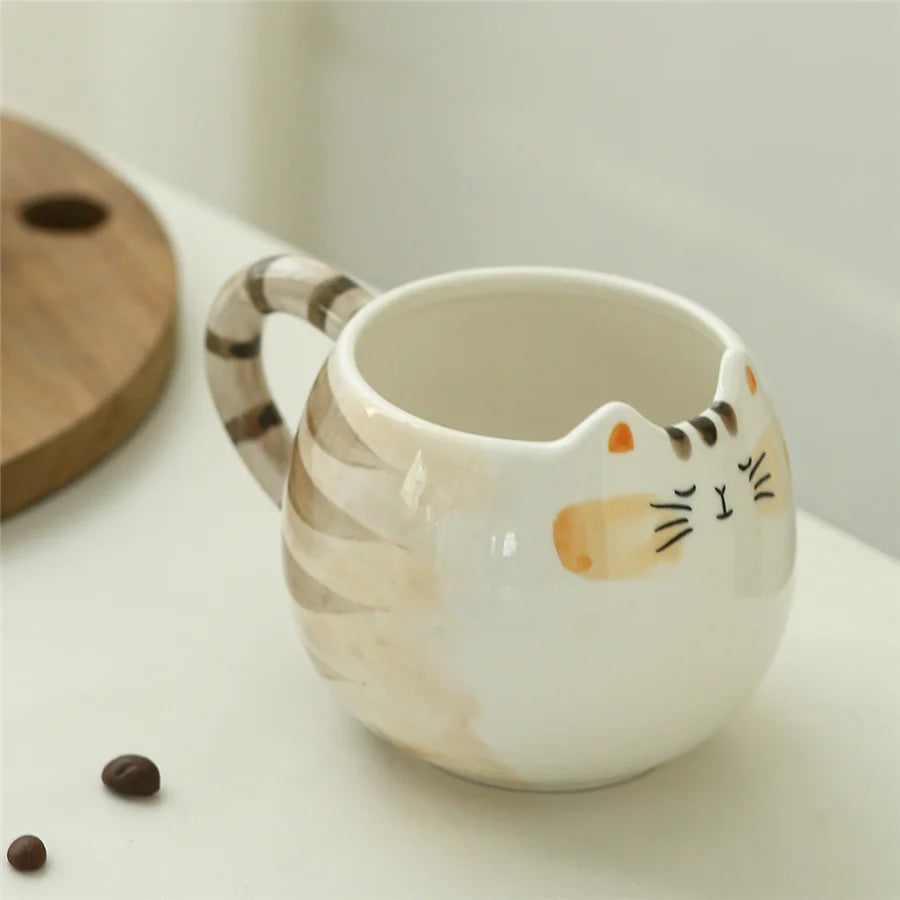 1pc cute ceramic cup, cat shaped mug, 380ml/13oz milk, coffee, and