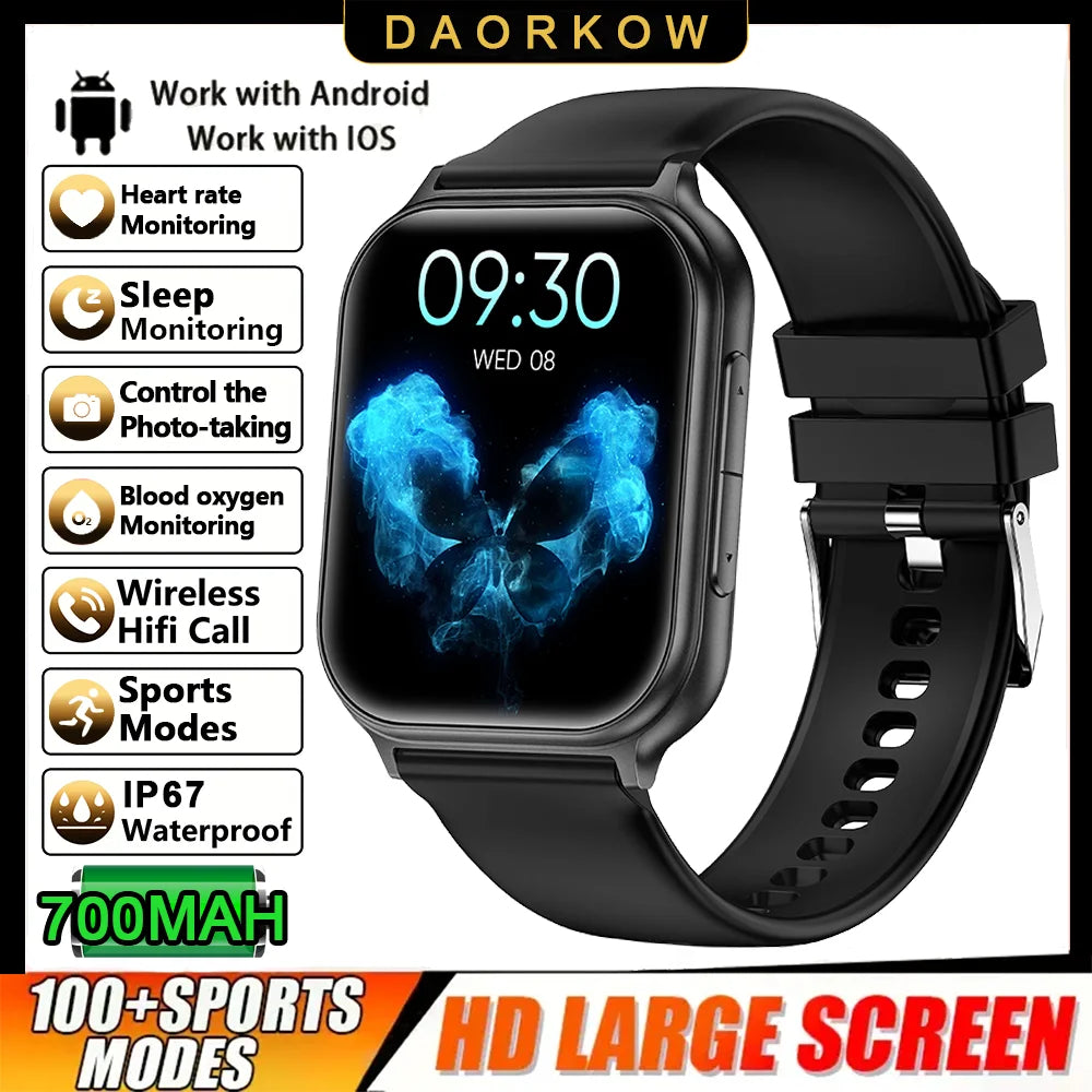 2026 New Sports Smartwatch 700mAh Battery Fitness Tracker 3ATM Waterproof Heart Rate Bluetooth Call Smartwatch Men's and Women's