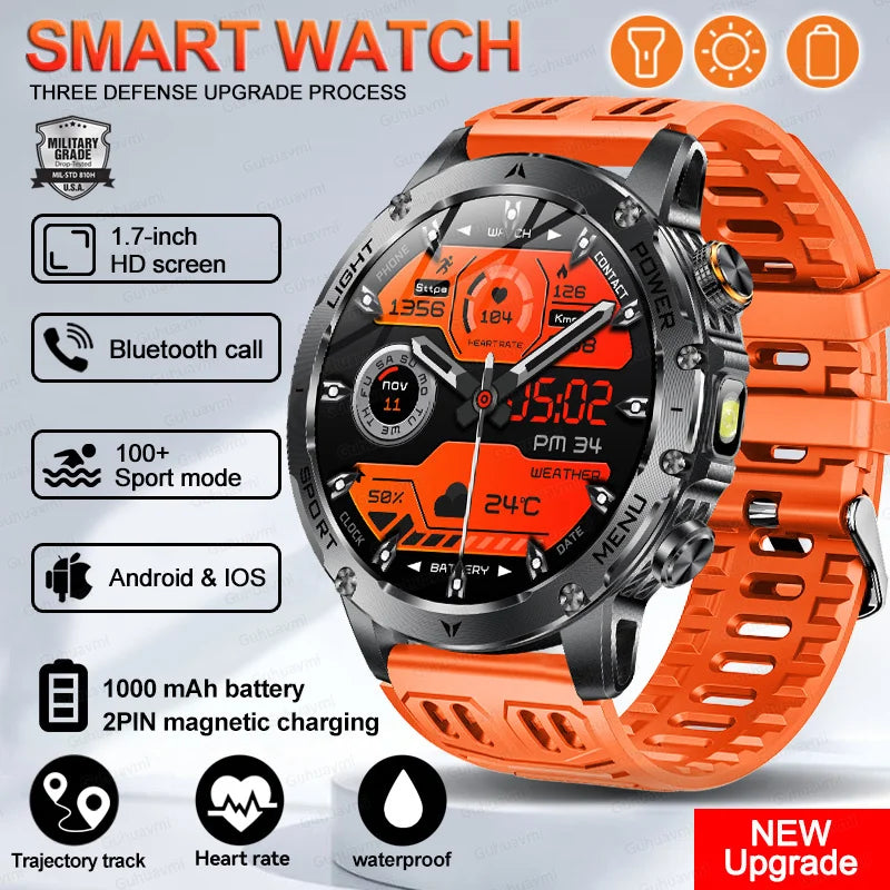 2026 Military Smart Watch Fitness Clock Men 466*466 AMOLED Screen 1000mAh Battery Flashlight Call Waterproof T-Rex 3 Smartwatchs