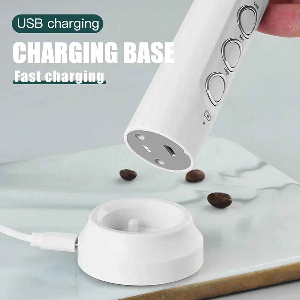 USB Rechargeable Milk Frother Mini Handheld Electric Foam Maker 3