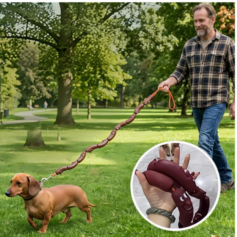 Funny Sausage Shaped Dog Leash, Novelty Hot Dog Waliking Rope Durable