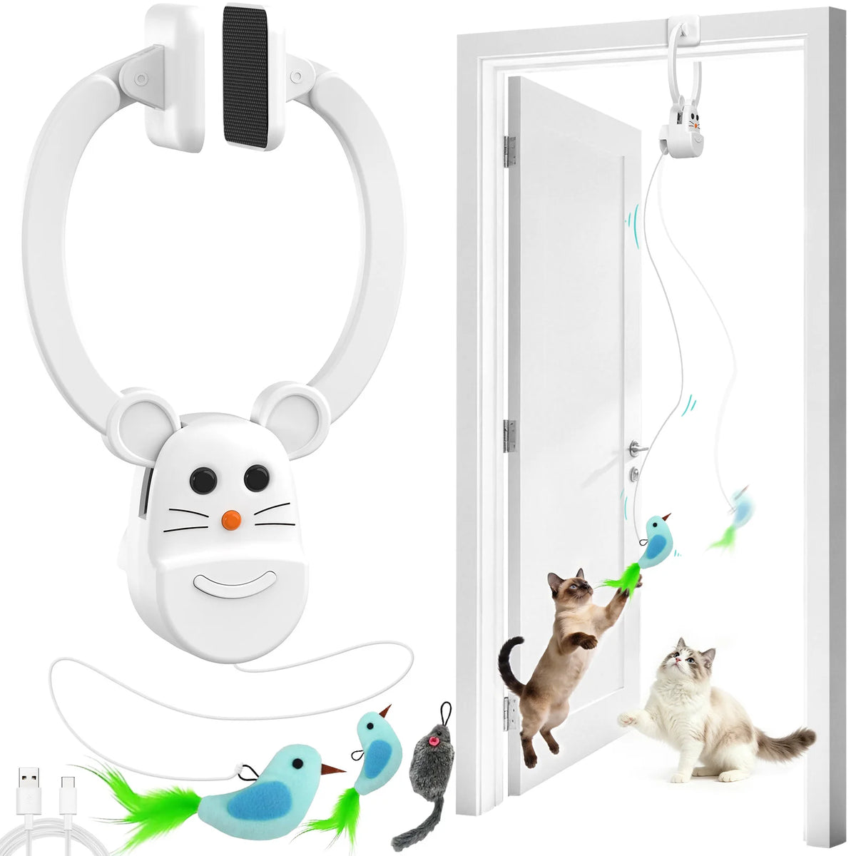 Interactive Cat Toys for Indoor Cats, Rechargeable Durable Safe