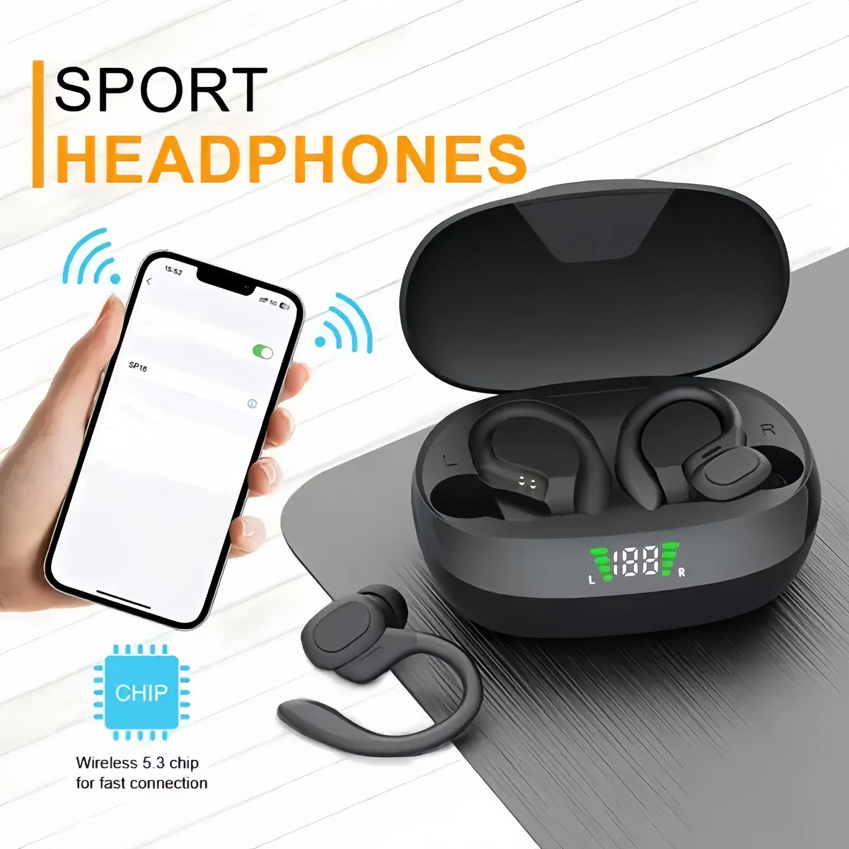 True Wireless Earbuds, Tws Headphones with Microphone, Sports Ear