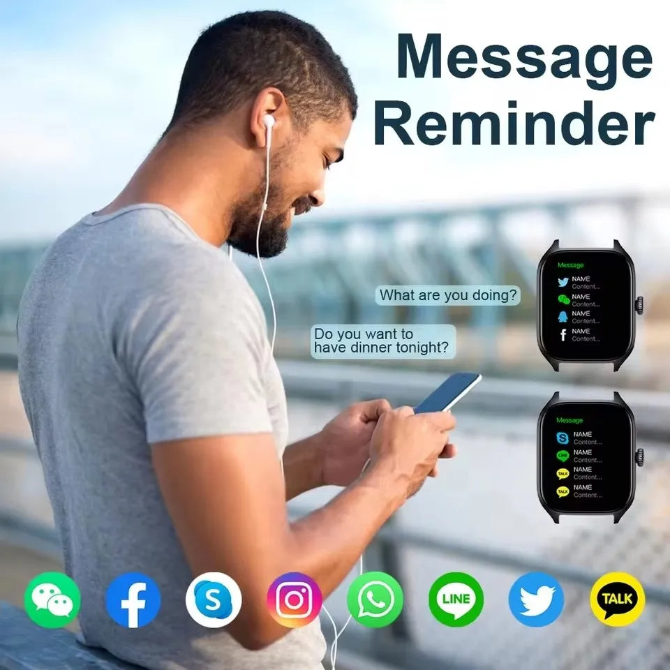 Men's Smart Watch Women's Gift 2.01'' HD Full Touch Screen Sports