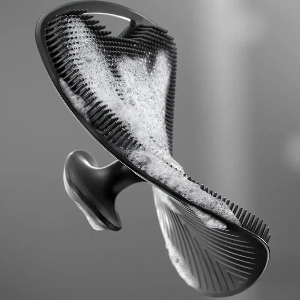 Exfoliating Silicone Brush Cleanser No Slip Handle Body Scrubber
