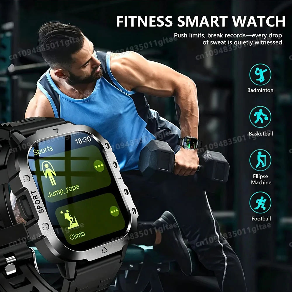 Smart Watch For Men LED Flashlight GPS Fitness Tracker Heart Rate