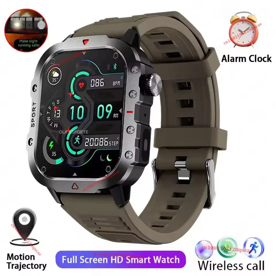 2026 New Military Smart Watch Men 3ATM Outdoor Sports Fitness Tracker Blood Pressure Health Monitor BT Calls GPS Smartwatch HT30