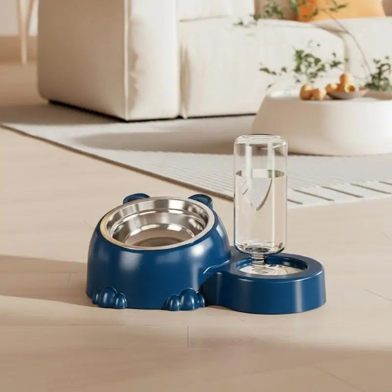 Pet Bowl 2-in-1 Auto Water Feeder, Tilted Elevated Cat Dog Bowl For