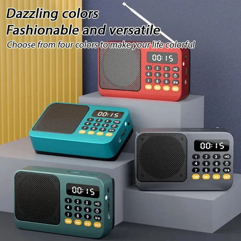 Portable FM Radio Portable Bluetooth Speaker with LED Light support