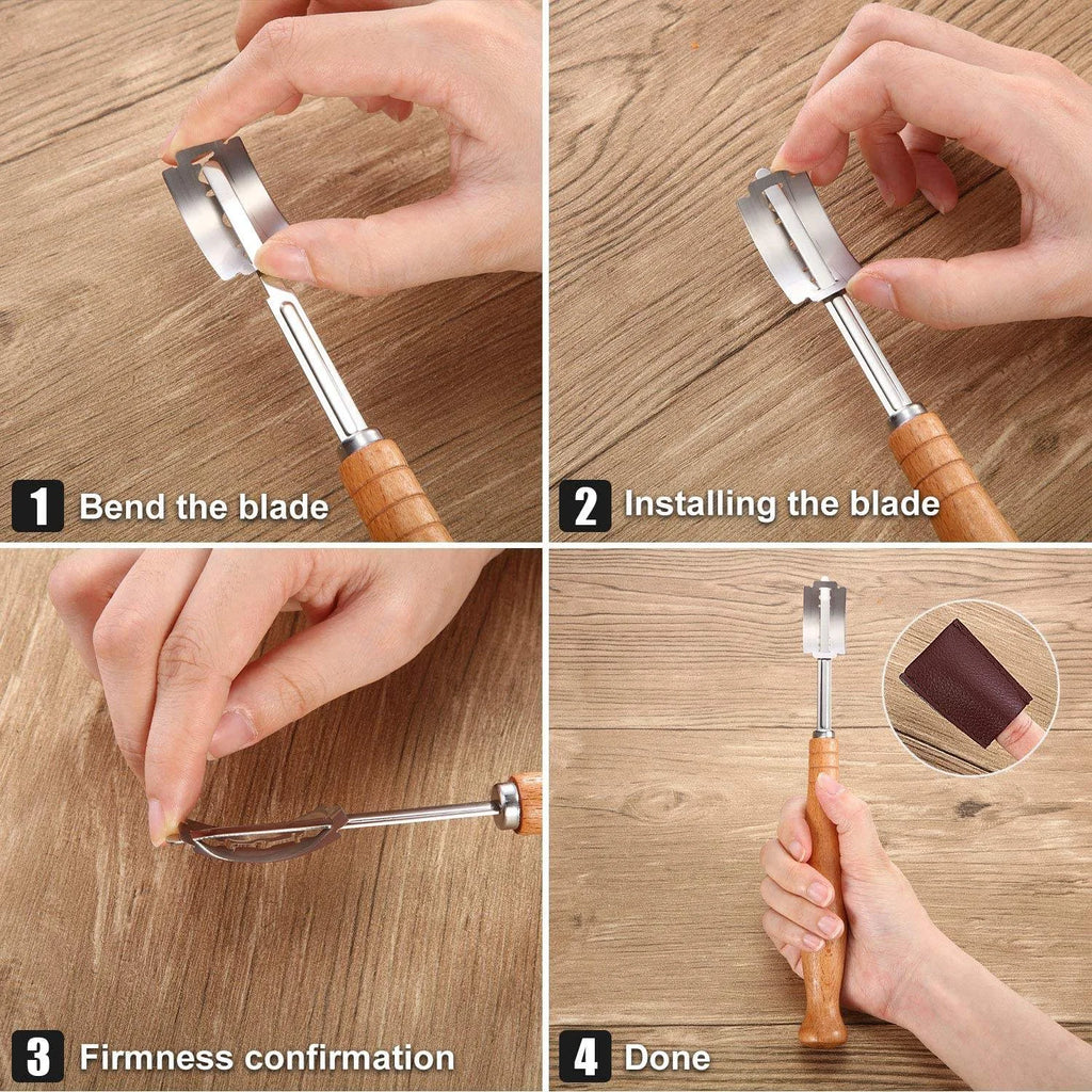 1-5P Bread Cutter French Bread Blades Kitchen Gadgets Normal Wood