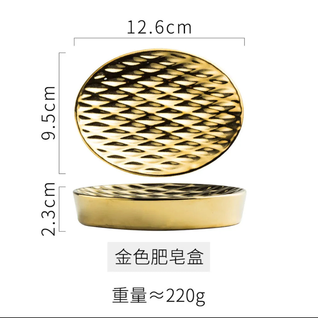 Electroplated Gold Silver Ceramic Soap Dish Bathroom Accessories