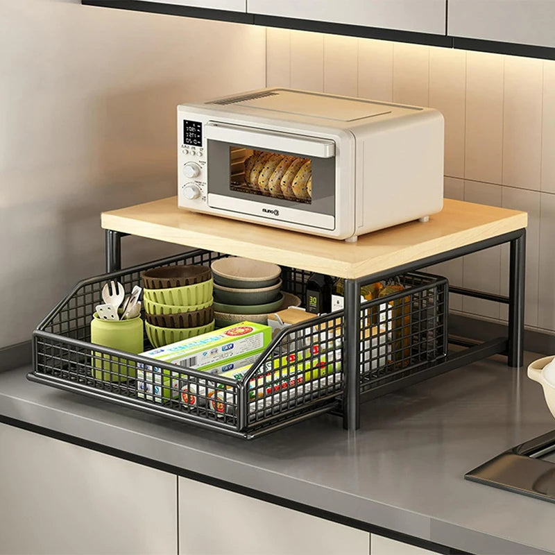 Kitchen Countertop Organizer – Multi-Use Shelf for Microwave, Spices
