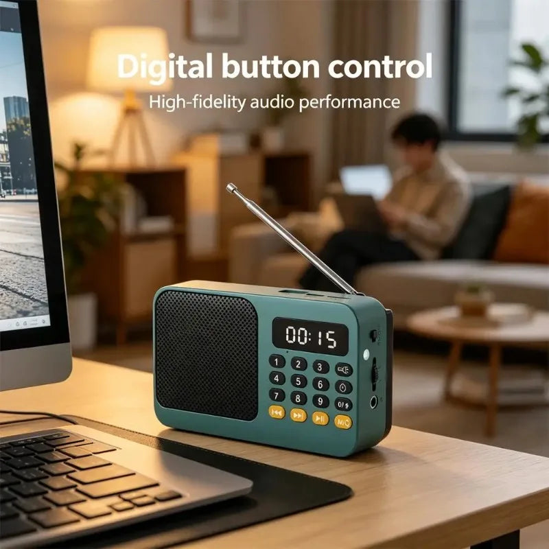 Portable FM Radio Portable Bluetooth Speaker with LED Light support