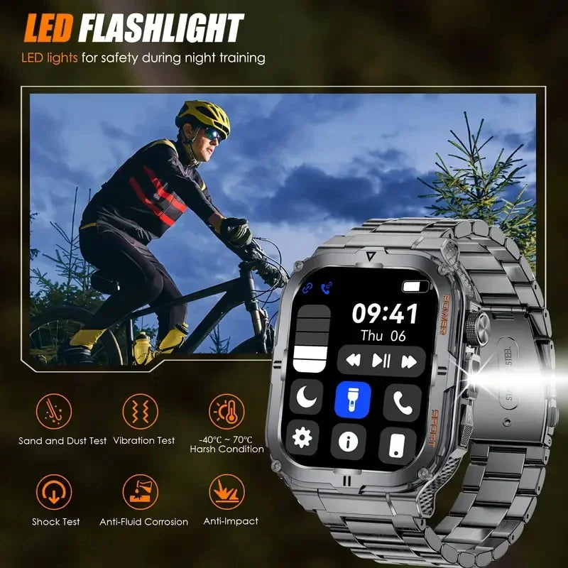 Men's Outdoor Fitness Smart Watch with Flashlight Multi-Functional